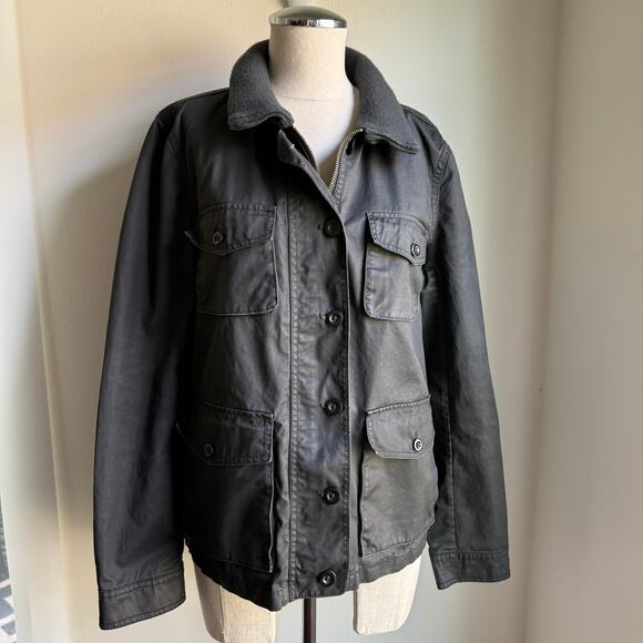 J.Crew Washed & Aged Utility Jacket Black Cotton Women's Large - Picture 2 of 8